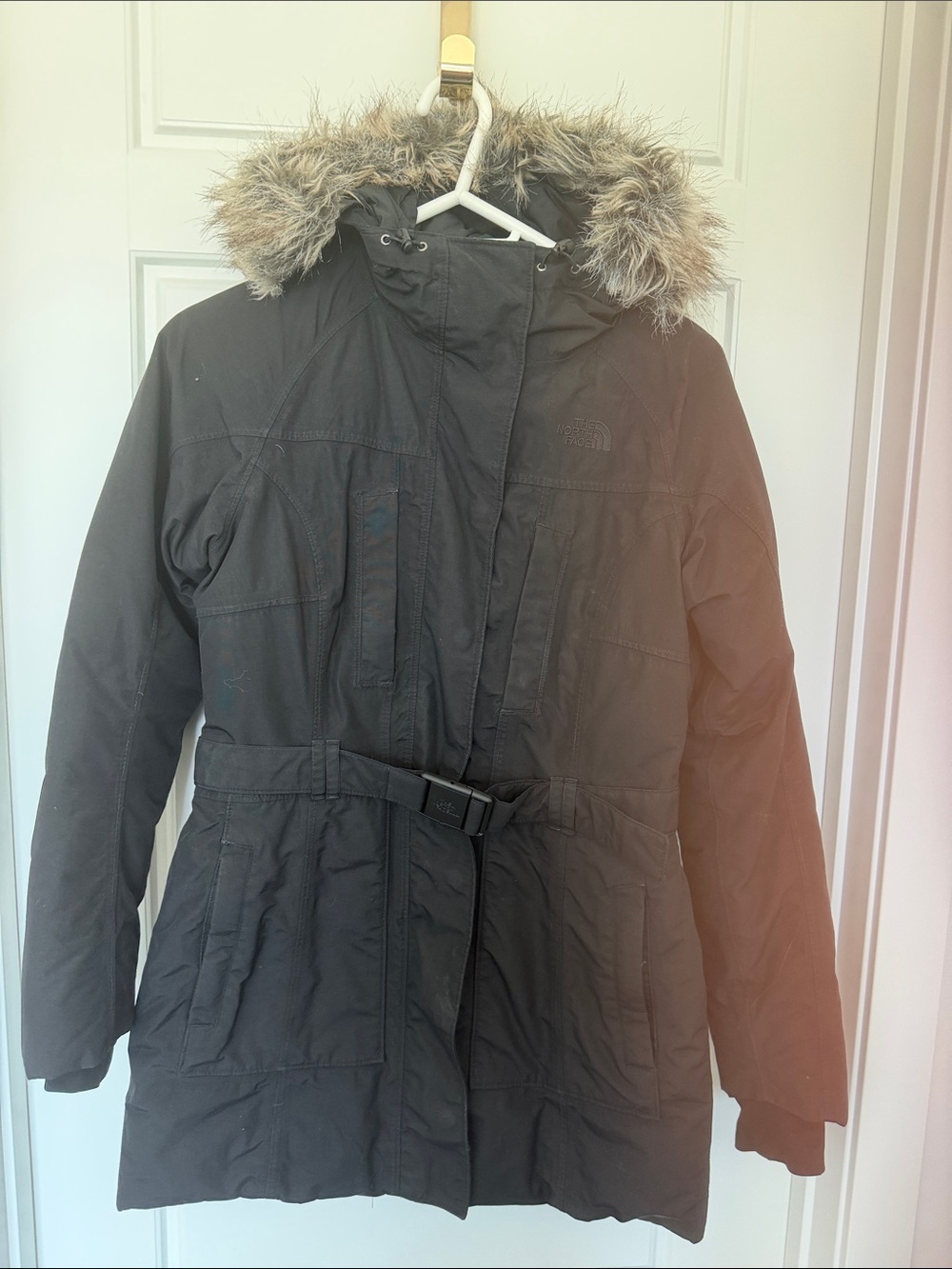 The North Face Women's Black Puffer Parka with Faux Fur Hood